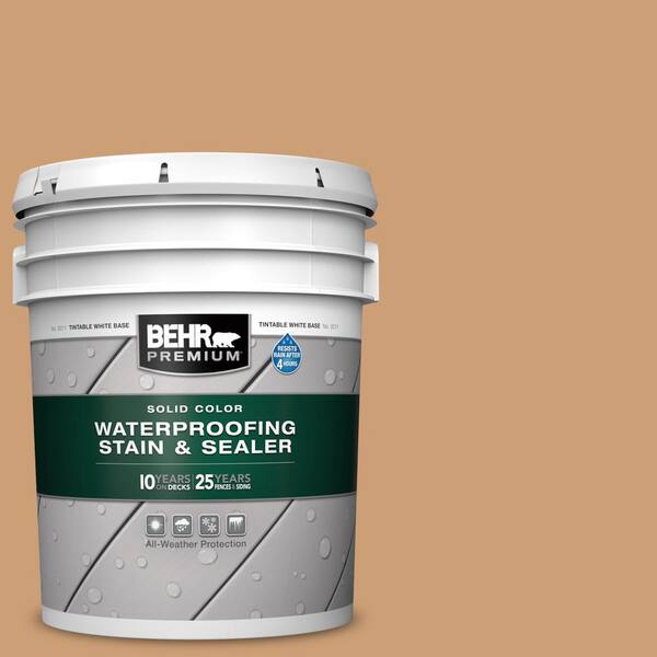 BEHR PREMIUM 5 gal. #S250-4 Fresh Croissant Solid Color Waterproofing Exterior Wood Stain and Sealer