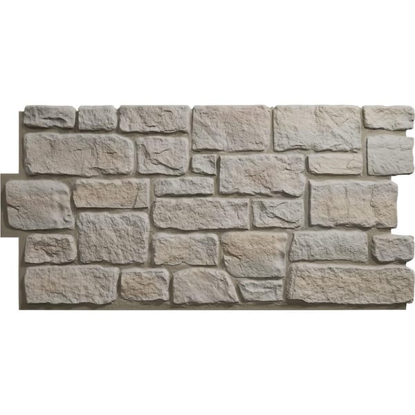 Ekena Millwork Everstone Cobblestone 23.75 in. x 48 in. Urethane Composite Faux Stone Panel Siding in Harbor Mist