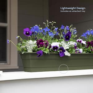 Dura Cotta 24 in. Living Green Plastic Window Box Planter with Tray