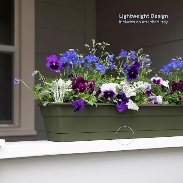 Dura Cotta 30 in. Living Green Plastic Window Box Planter with Tray