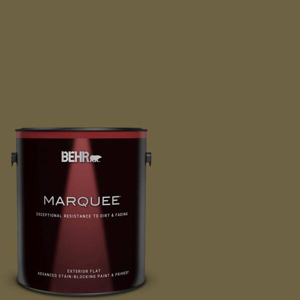 BEHR MARQUEE 1 gal. #ICC-88 Classic Olive Flat Exterior Paint & Primer