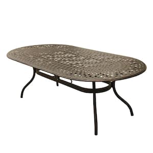 95 in. Contemporary Modern Oval Aluminum Outdoor Dining Table Mesh Lattice in Bronze