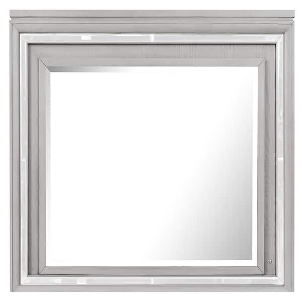 AndMakers Padua 49 in. W x 40 in. H Rectangle Framed Washed Gray Dresser Mirror