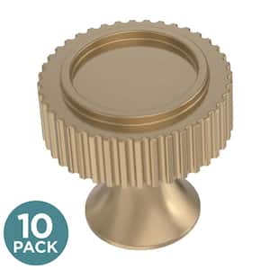 Structured Column 1-1/8 in. (28 mm) Traditional Champagne Bronze Round Cabinet Knobs (10-Pack)