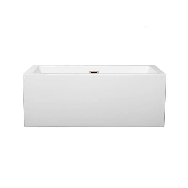 Wyndham Collection Melody 5 Ft Center Drain Soaking Tub In White Wcobt101160bntrim The Home Depot