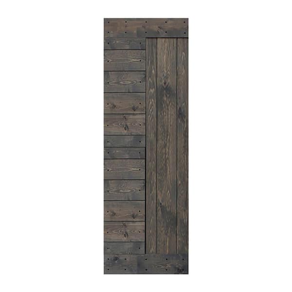 L Series 30 in. x 84 in. Smoky Gray Finished Solid Wood Barn Door Slab - Hardware Kit Not Included