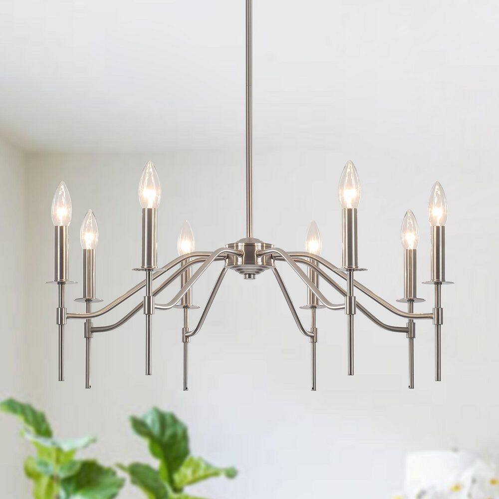 Modern 8-Light Sand Nickel Candle Chandelier Farmhouse Pendant Light for Living Room price history on PriceWatchPro