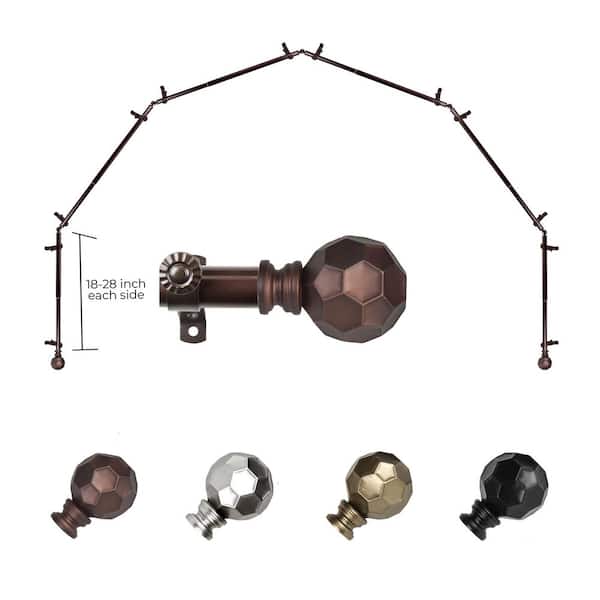 13/16" Christiano 6-Sided Bay Window Curtain Rod (18-28 inch each side)-Cocoa