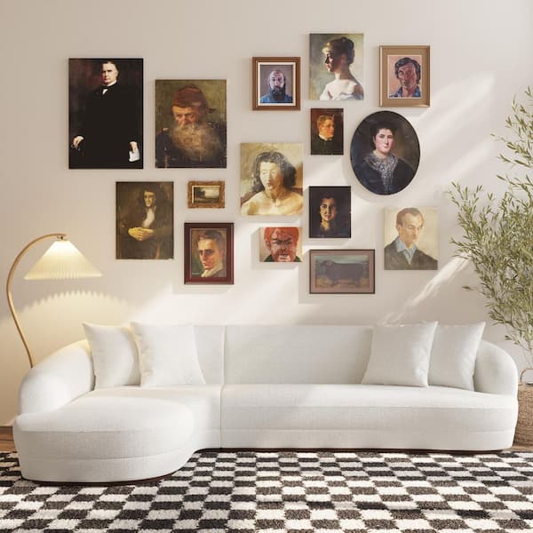 Arles 126 in. Rounded Arm 2-Piece Fabric L Shaped Sectional Sofa in Cloud White with Left Facing