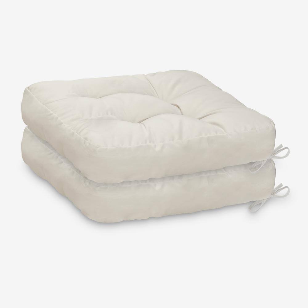 White Square Outdoor Seat Cushion 2-Pack