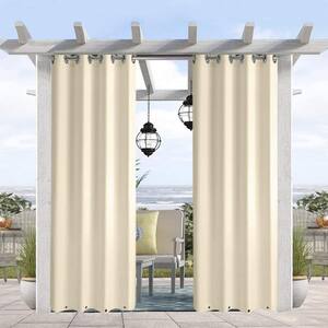 Beige Novelty Thermal Grommet Blackout Curtain - 50 in. W x 108 in. L, 1-Panel