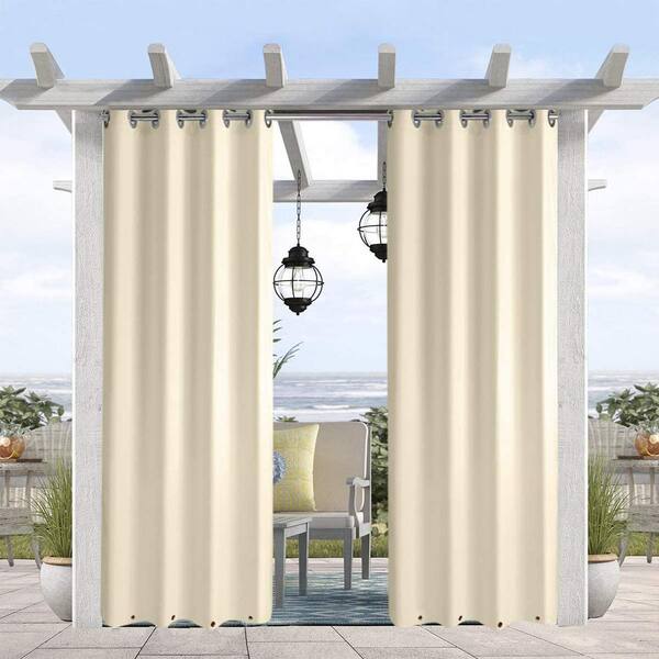Pro Space Beige Novelty Thermal Grommet Blackout Curtain - 50 in. W x 108 in. L