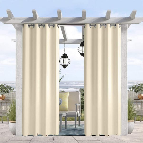 Pro Space Beige Novelty Thermal Grommet Blackout Curtain - 50 in. W x 84 in. L