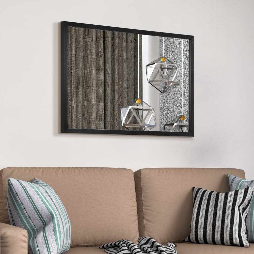 Contempo 24" x 36" Black Stainless Steel Rectangular Wall Mirror