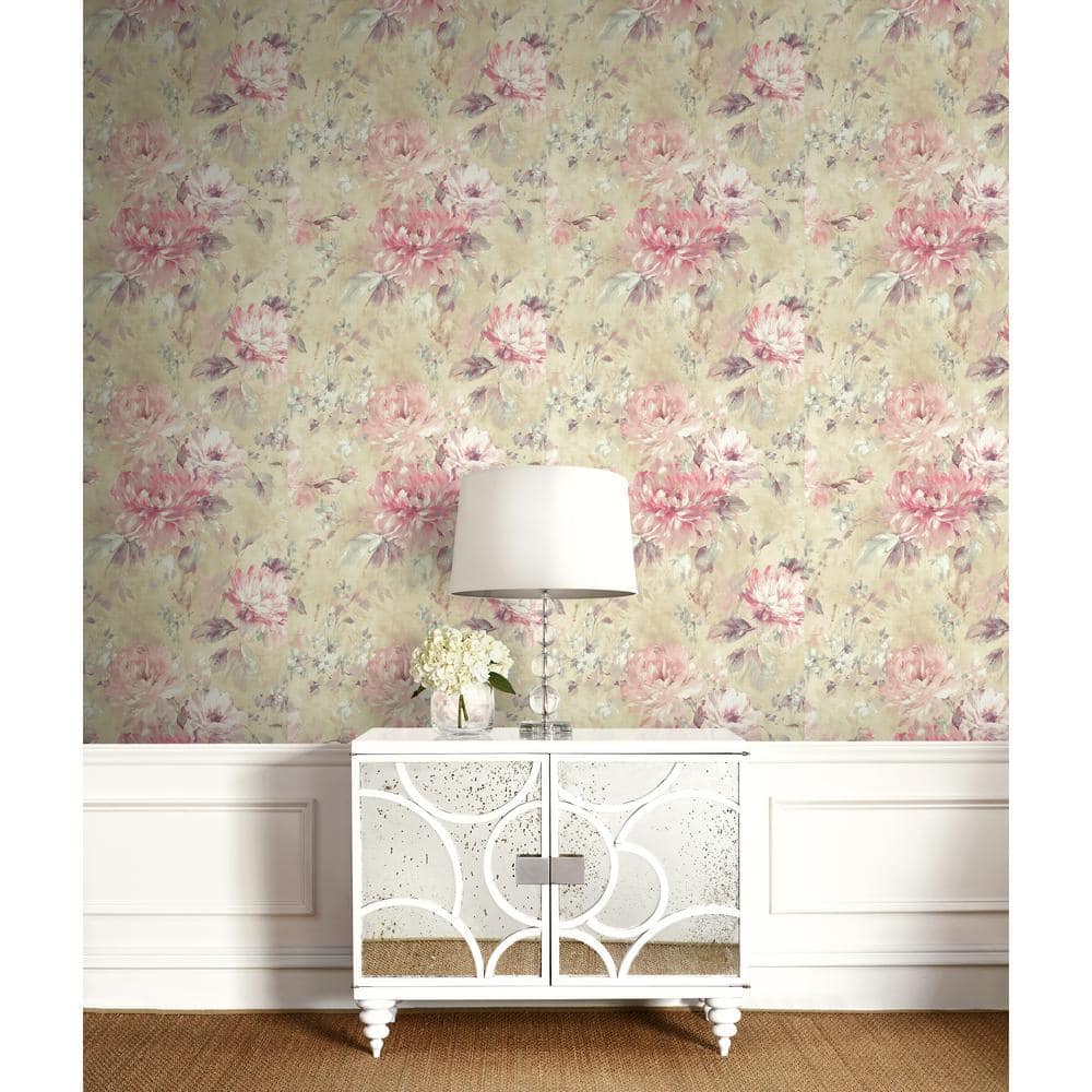 Casa Mia Beige and Multicolor Floral Non-Pasted Wallpaper Roll