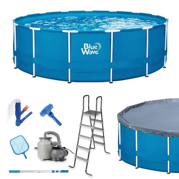 Blue Wave Laguna 18 ft. Round 52 in. D Metal Frame Swimming Pool ...