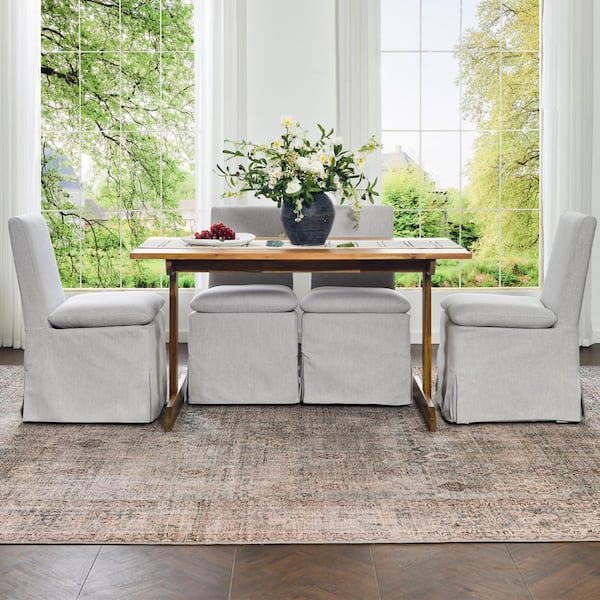 KINWELL Light Gray Performance Fabric Slipcover Upholstered