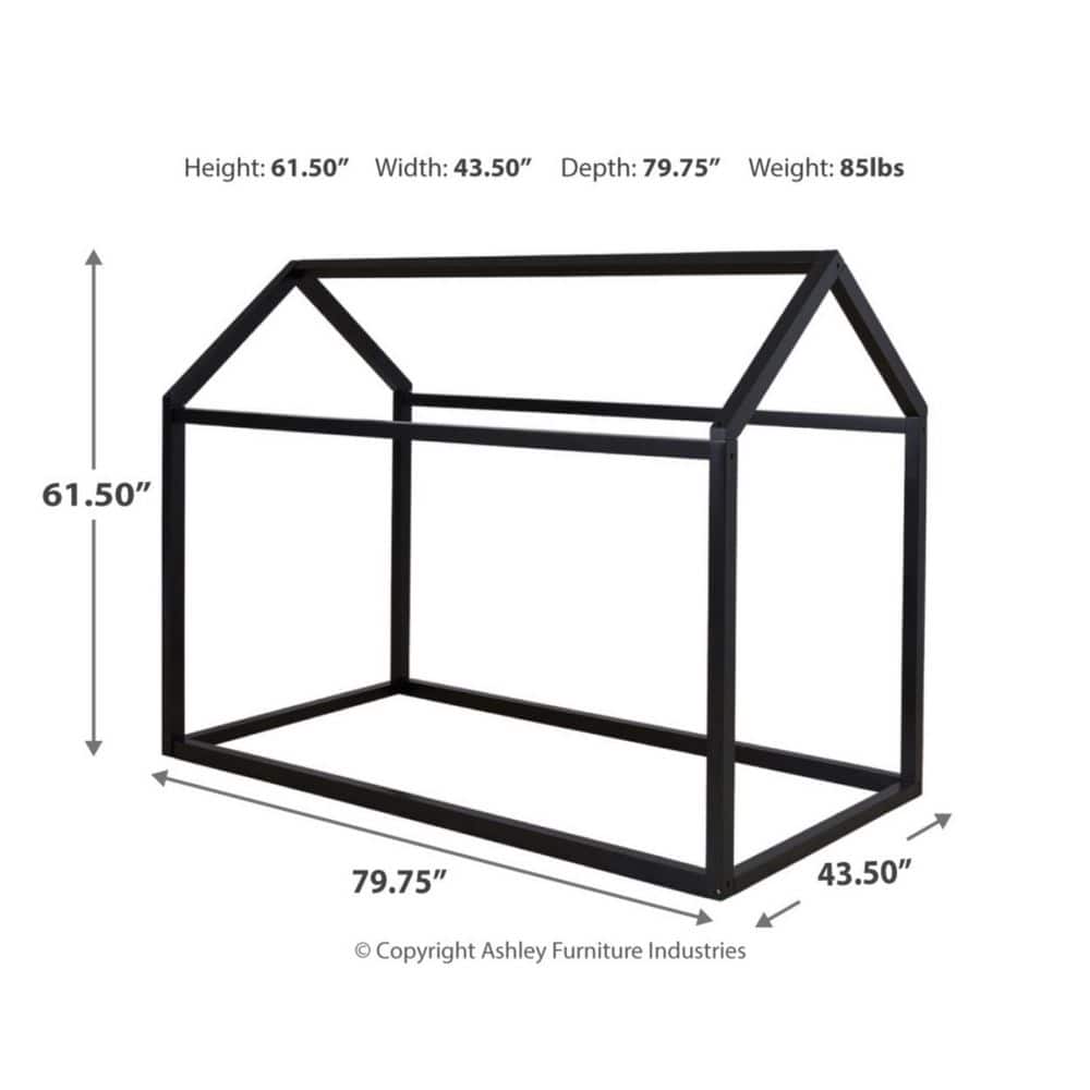 Black Twin Canopy House Bed Frame