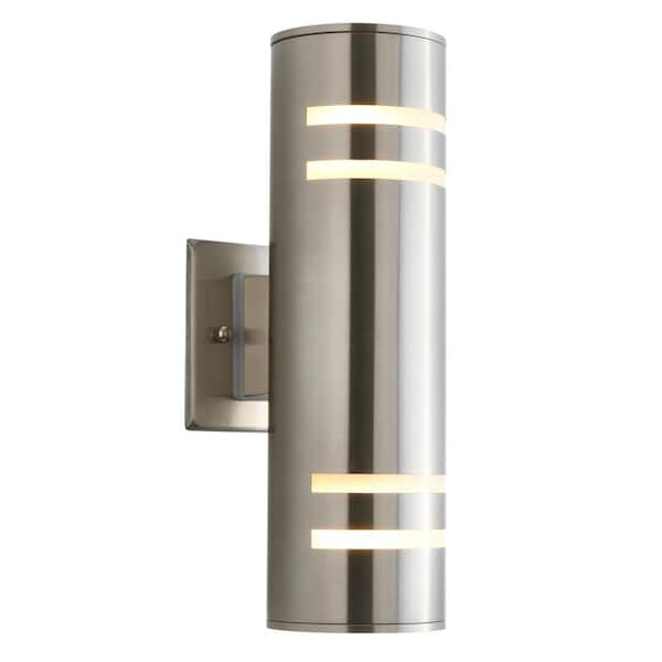 V3 Stream Stainless Steel Modern Outdoor Hardwired Garage and Porch Light Cylinder Sconce