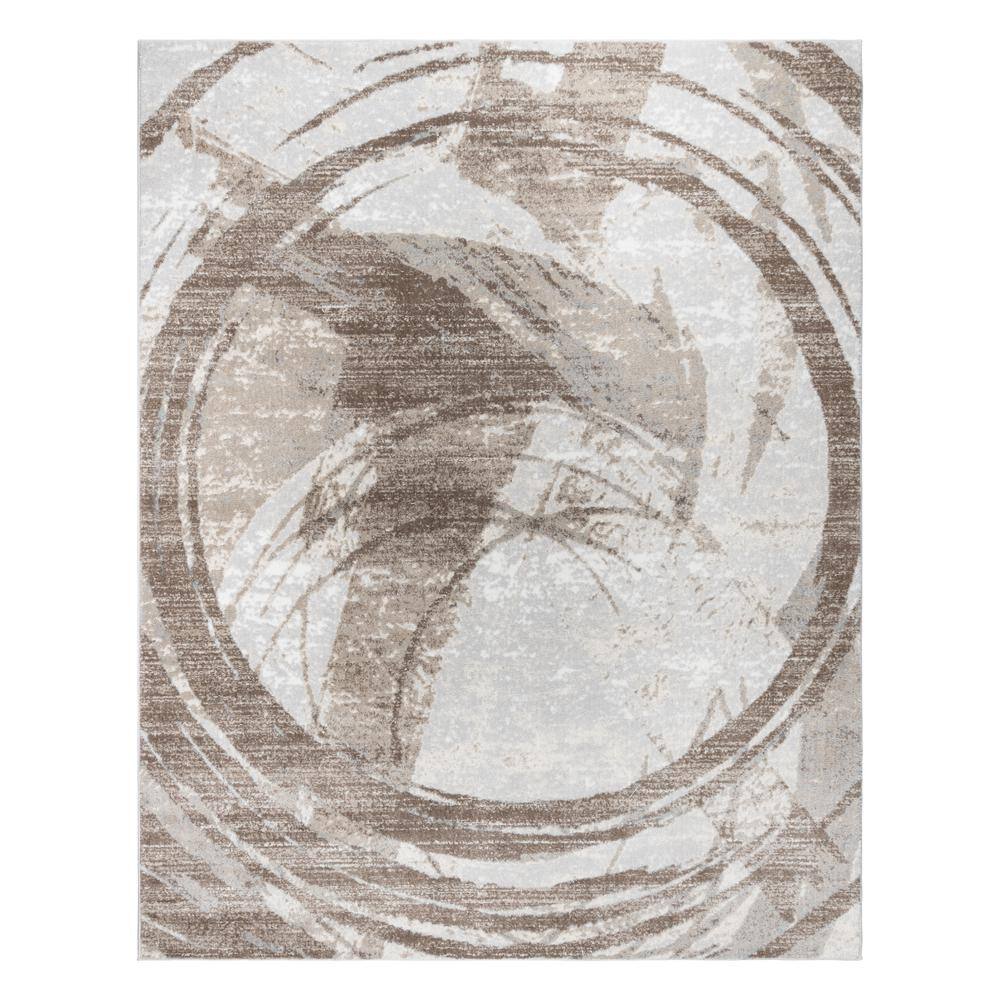 Gray and Beige Abstract Tufted Synthetic 6' x 9' Area Rug