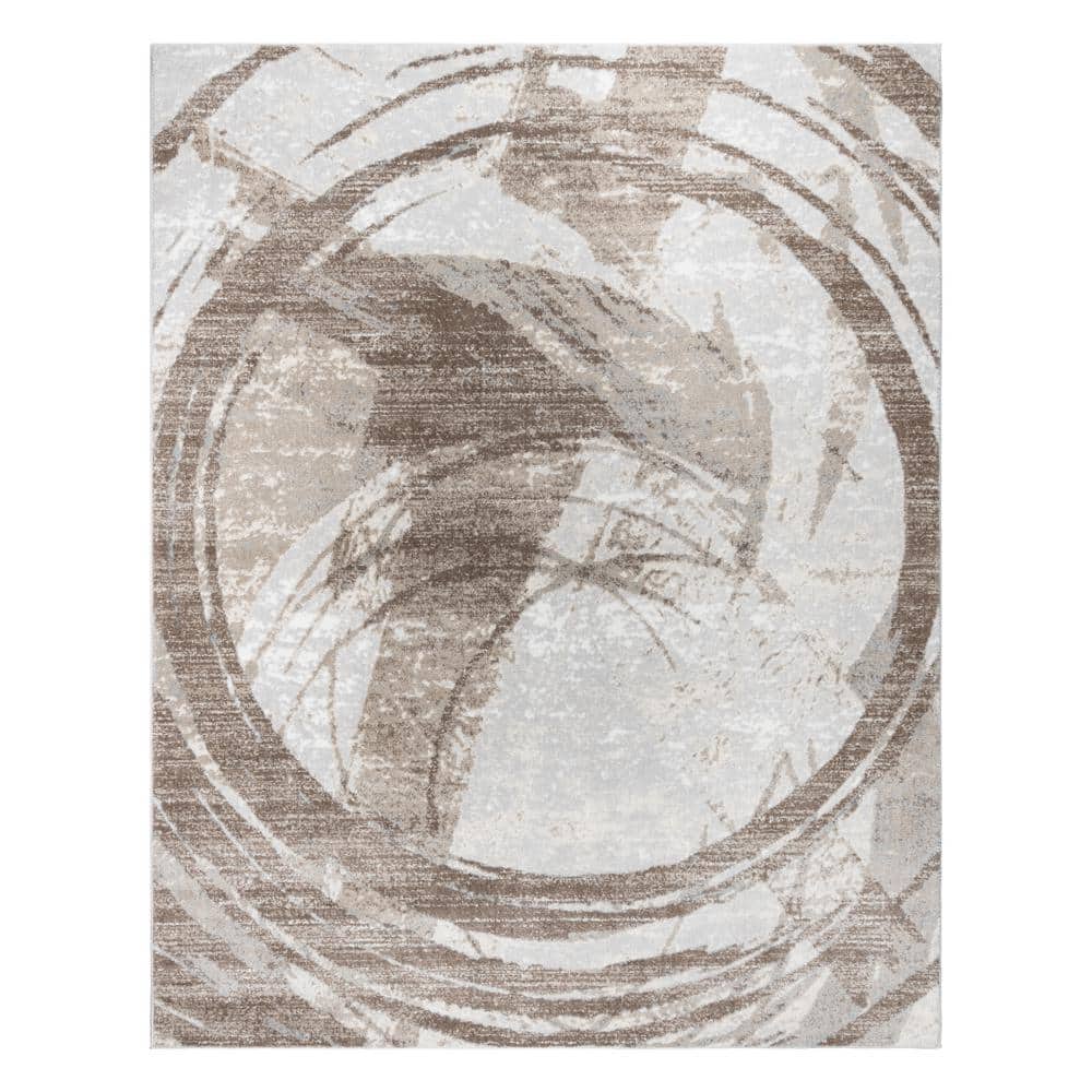 Gray and Beige Abstract Tufted Synthetic 6' x 9' Area Rug