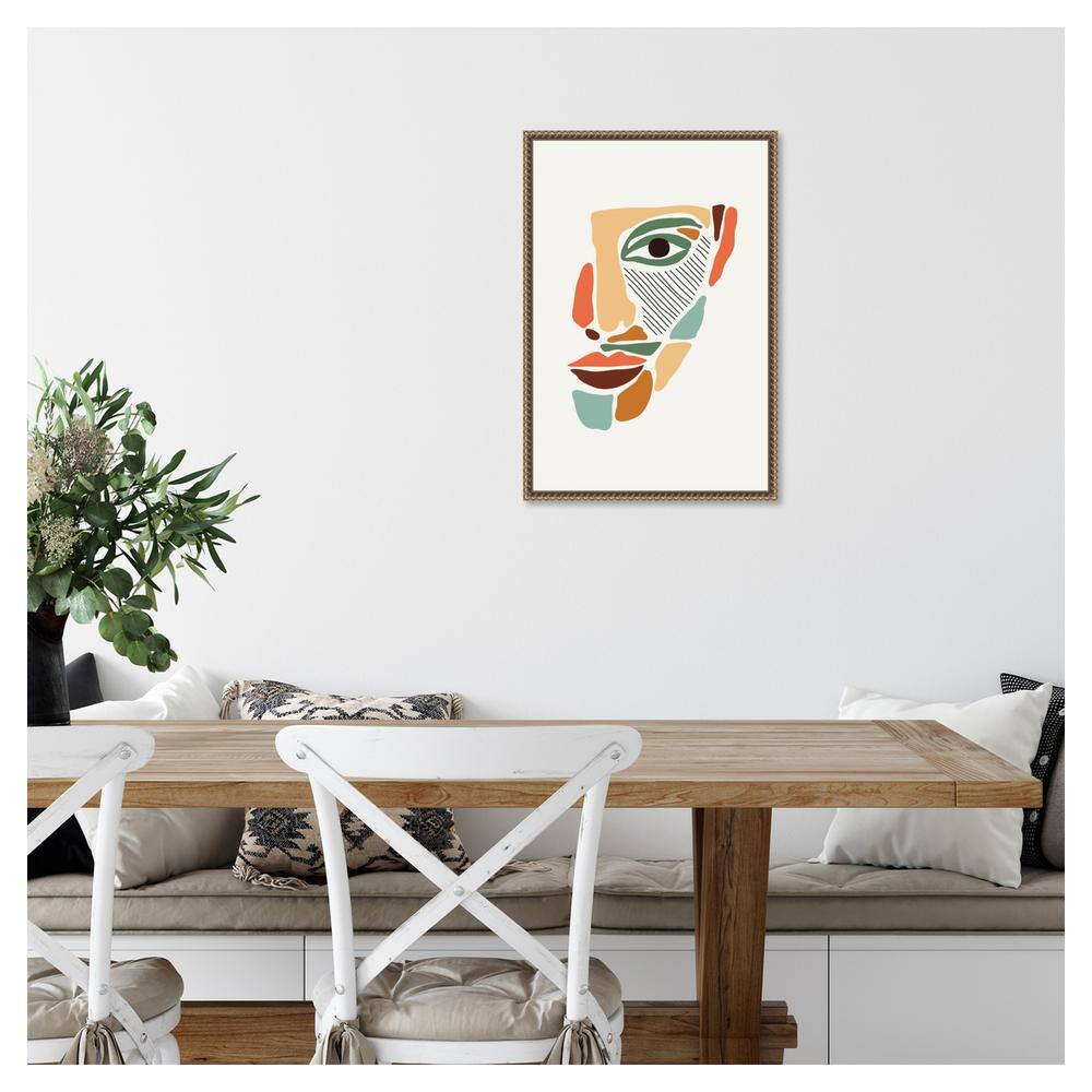 Colorful Abstract Faces Beaded Framed Canvas Wall Art 16 x 23-in