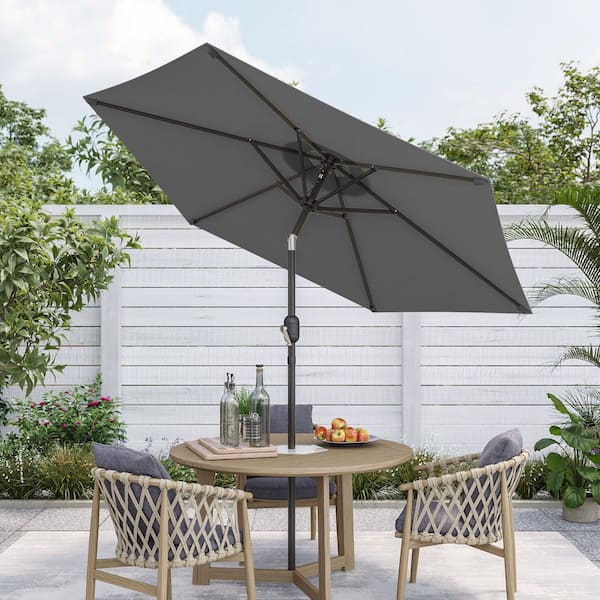 7.5 ft. Patio Market Crank and Tilt Umbrellas, Table Umbrellas, UV-Resistant Canopy in Anthracite Gray