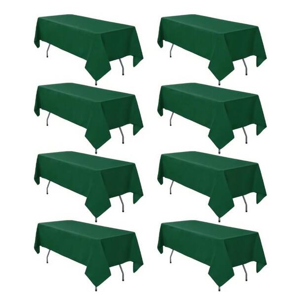 8 Pack 60×102in Hunter Green Polyester Rectangular Tablecloths, Wrinkle Resistant Washable 6FT Table Covers