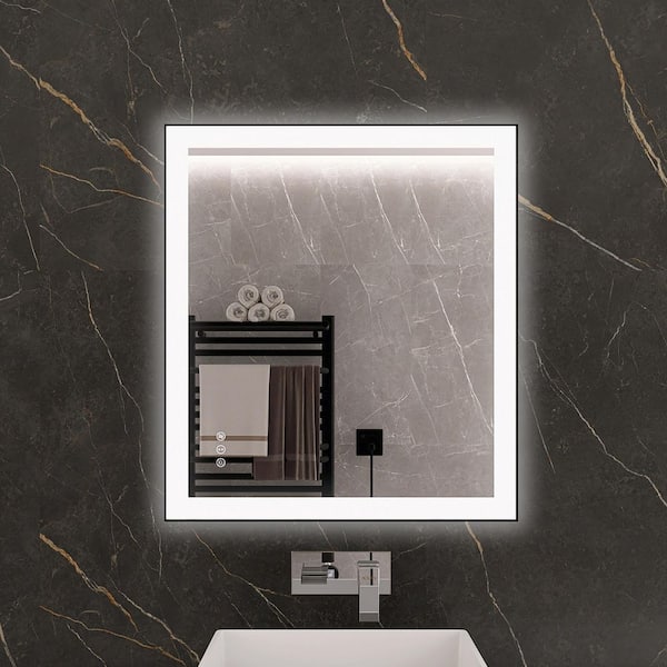 KariMo 32 in. W x 36 in. H Rectangular Black Framed Wall Bathroom Vanity Mirror with Backlit Front Light, Dimmable
