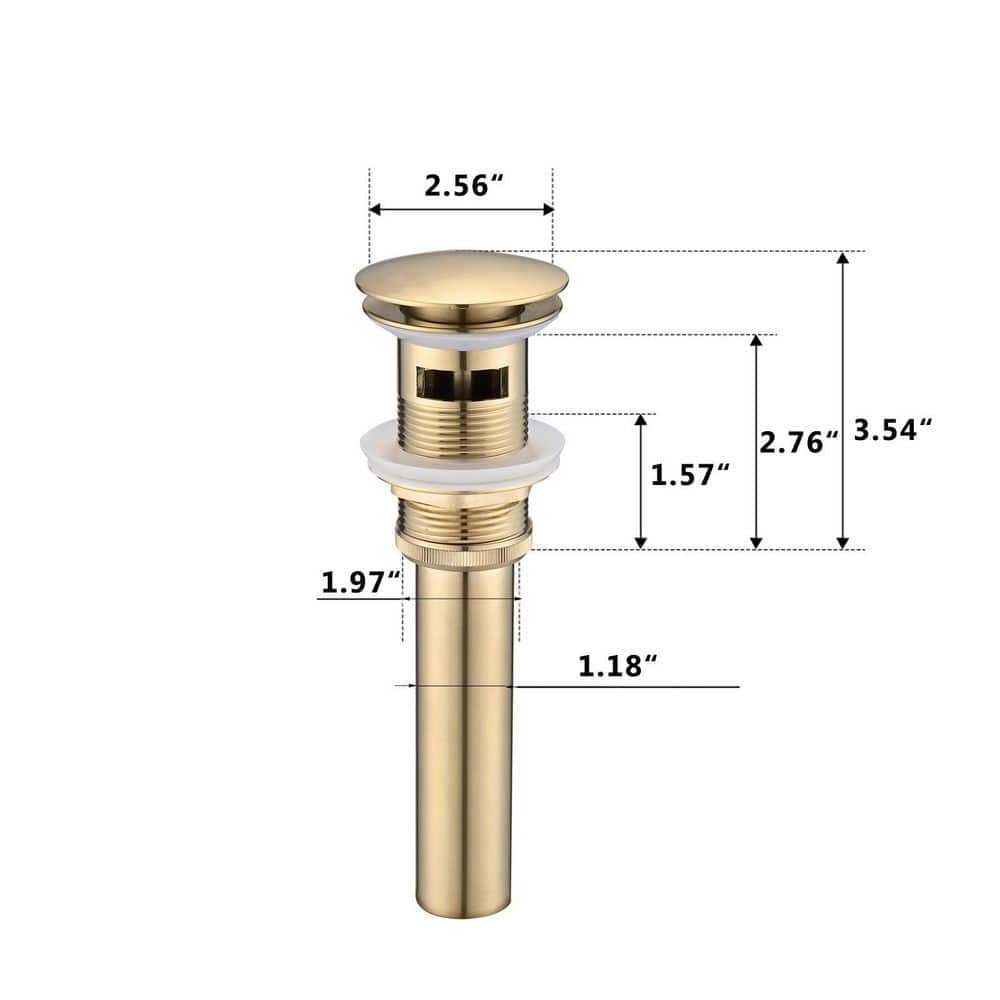 Brushed Gold Bathroom Pop-Up Drain with Overflow and Strainer