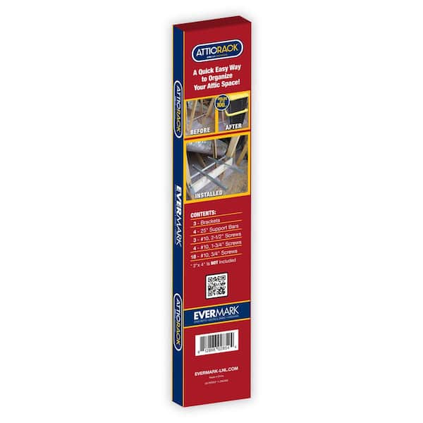 EVERMARK AtticRack 25 in. Silver Metal Adjustable Standard Shelving Support Bracket Attic Storage Kit 2pk