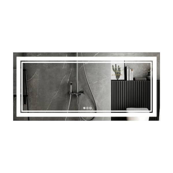 Unbranded 60 in. W x 28 in. H Rectangular Frameless LED Wall Mount Anti-Fog Modern Decorative Bathroom Vanity Mirror