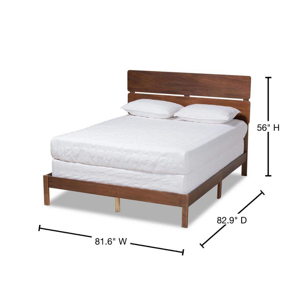 Walnut King Size Wood Panel Bed with Slatted Headboard