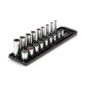 3/8 in. Drive 12-Point Socket Set with Rails (5/16 in.-3/4 in.) (18-Piece)
