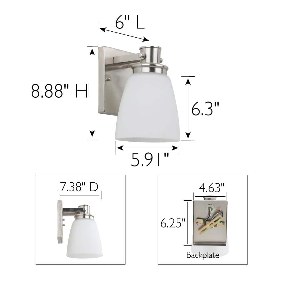 Satin Nickel Wall Sconce with Frosted Glass Shade