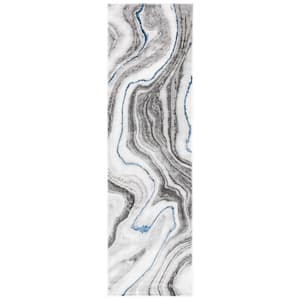 Craft Gray/Blue 2 ft. x 10 ft. Marbled Abstract Runner Rug