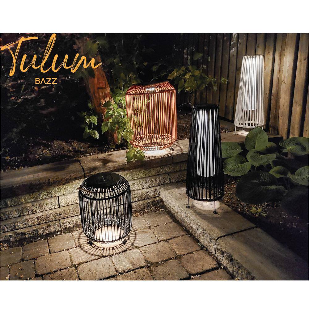 Black Wicker Solar Powered LED Outdoor Floor Lamp