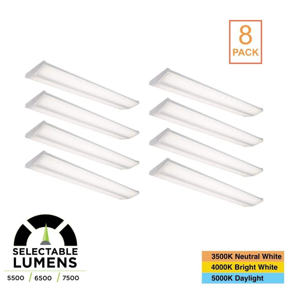 8-Pack 4 ft. 5500/6500/7500 Lumens Integrated LED White Dimmable Wraparound Light, Selectable CCT 3500K/4000K/5000K price history on PriceWatchPro