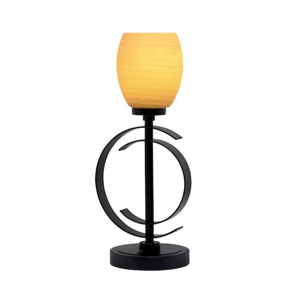 Unbranded Delgado 17 in. Matte Black Piano Desk Lamp with Cayenne Linen Glass Shade