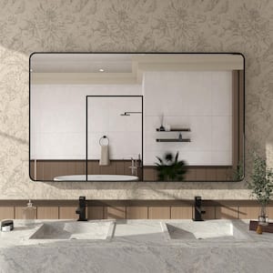 Cosy 60 in. W x 36 in. H Rectangular Framed Wall Bathroom Vanity Mirror in matte Black