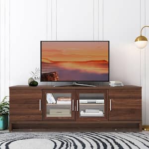 TV Stand Media Entertainment Center for TV's up to 70 in. withStorage Cabinet Walnut