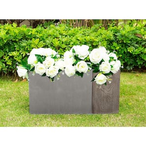 Kante Set of 2 Lightweight Concrete Modern Rectangle Outdoor Planters, 31 and 23 in. Long, Lodgepole