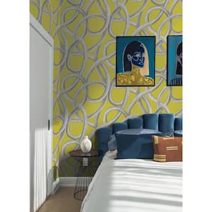 Green Calix Chartreuse Twisted Geo Wallpaper Sample