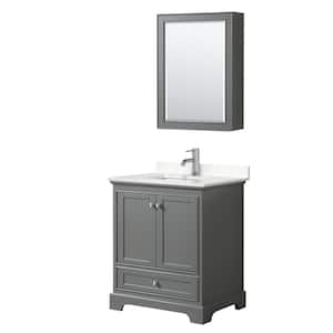 Deborah 30"W x 22"D Single Vanity in Dark Gray w/ Cultured Marble Vanity Top in LightVein Carrara w/ Basin & Med Cab