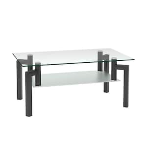 39 .1 in. L Black Rectangle Glass Coffee Table for Living Room