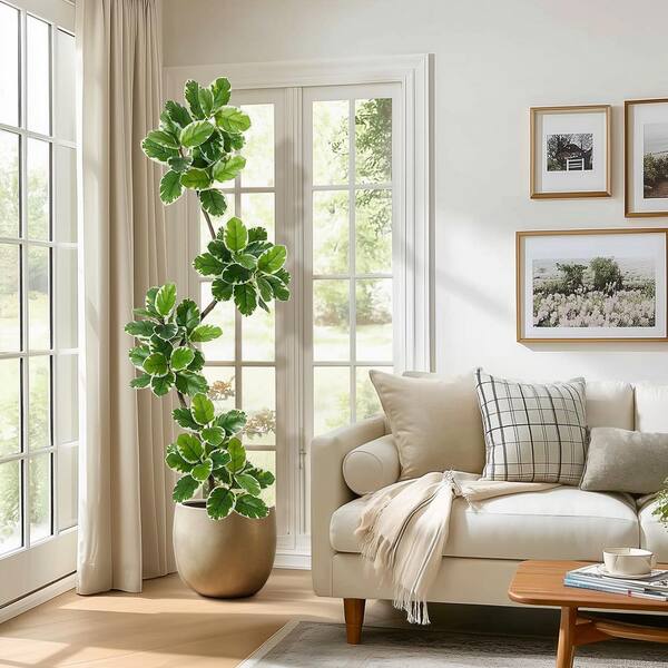 7 ft. Artificial Fiddle Leaf Fig Tree In White Pot,Tall Faux