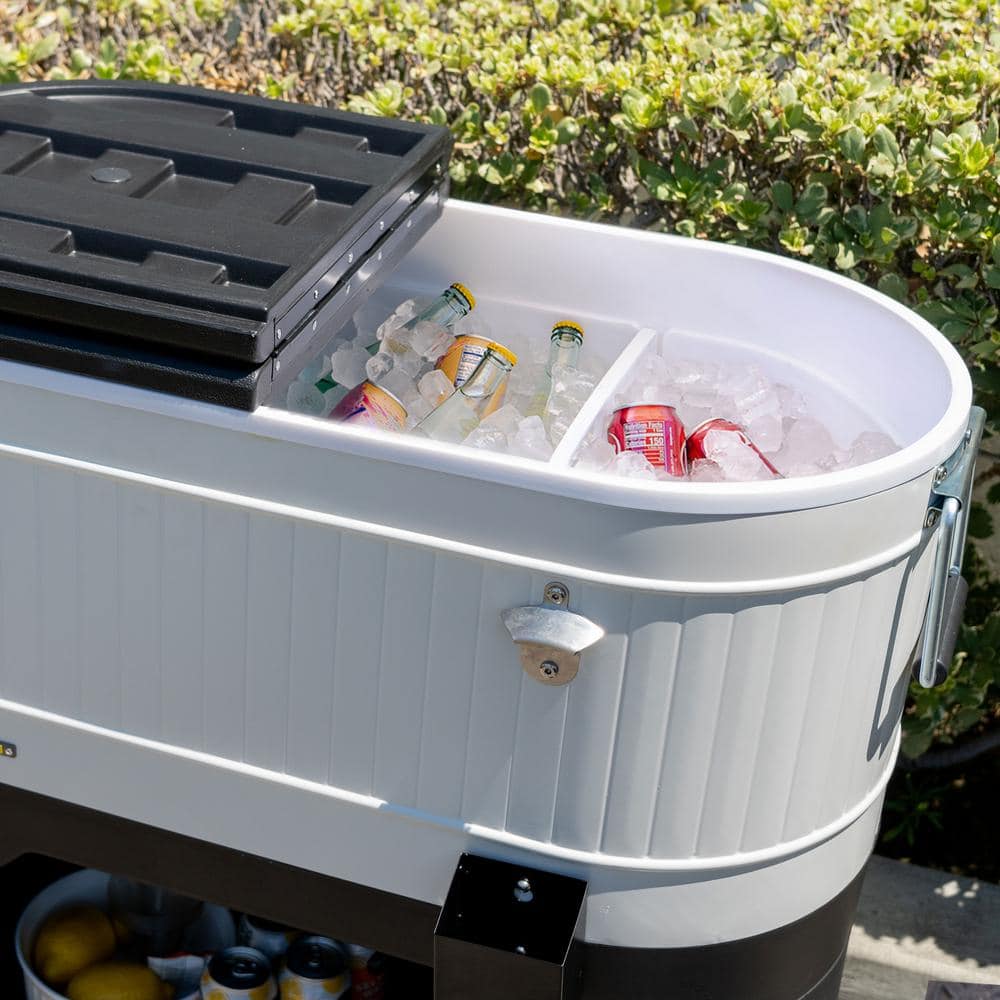 Permasteel 120-Qt White Metal Rolling Patio Cooler with Wheels