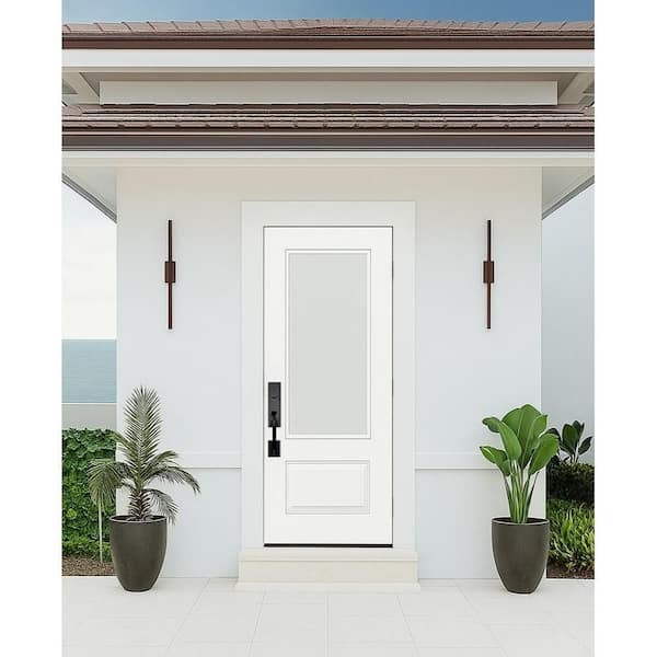 Palisade 36 in. x 80 in. 3/4-Micro Granite Impact Glass RHIS Unfinished Fiberglass Prehung Front Door with 6-9/16 Jamb