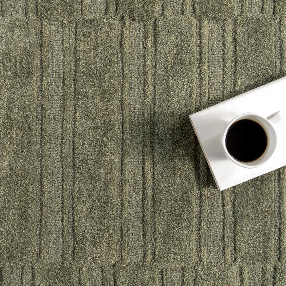 Olive Green Handmade Wool Tufted 6' x 9' Area Rug
