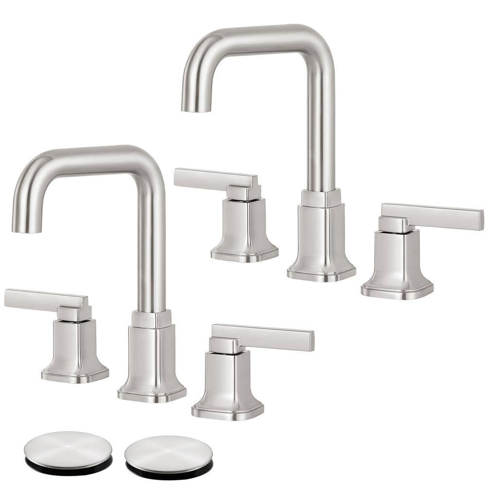 8 in. Widespread Double-Handle Bathroom Faucet with Pop-Up Drain in Brushed